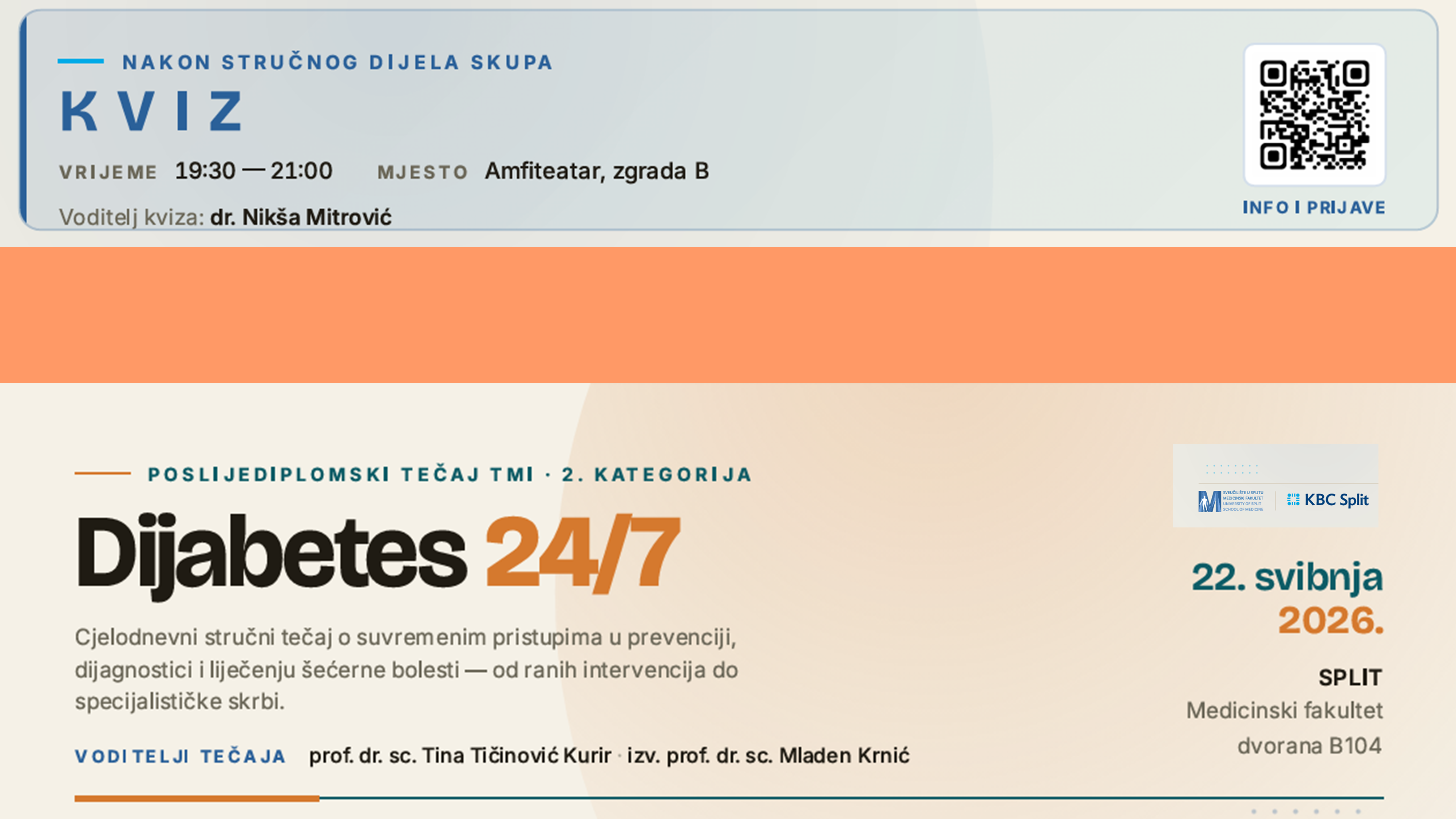 Poziv na kviz nakon završetka edukativnog dijela programa tečaja 